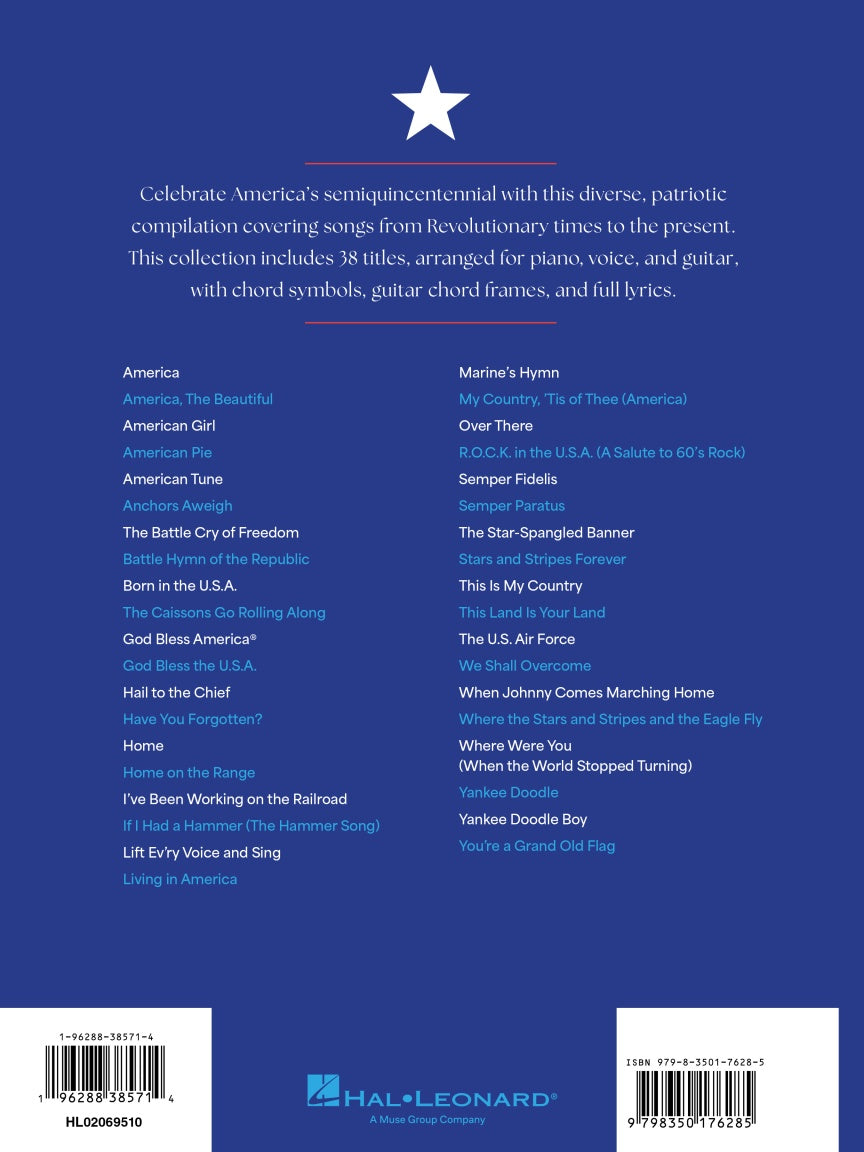 America Celebrates: A Songbook for America's 250th Birthday - Piano/Vocal/Guitar