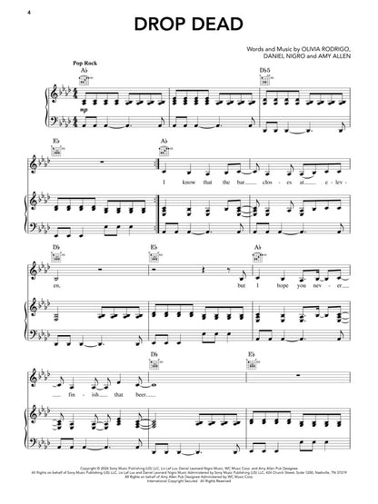 Olivia Rodrigo - You Seem Pretty Sad for a Girl So in Love - Piano/Vocal/Guitar