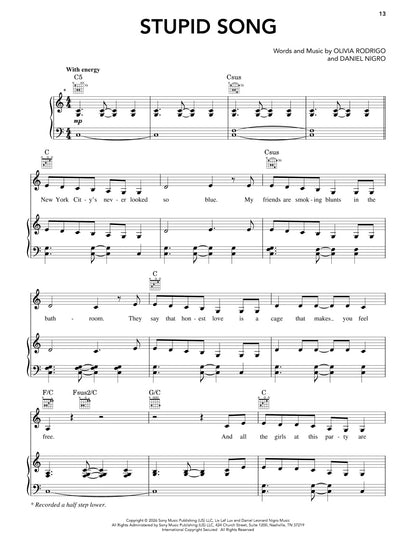 Olivia Rodrigo - You Seem Pretty Sad for a Girl So in Love - Piano/Vocal/Guitar