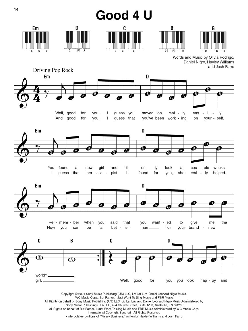 Olivia Rodrigo - Super Easy Songbook