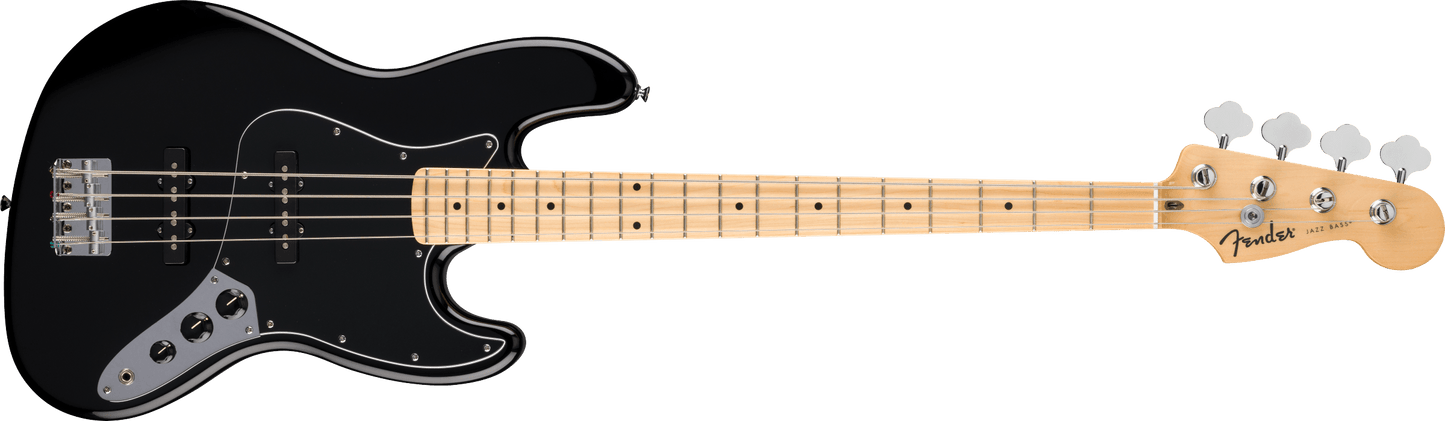 Fender Standard Series, Jazz Bass, Maple Fingerboard, Black Pickguard, Black