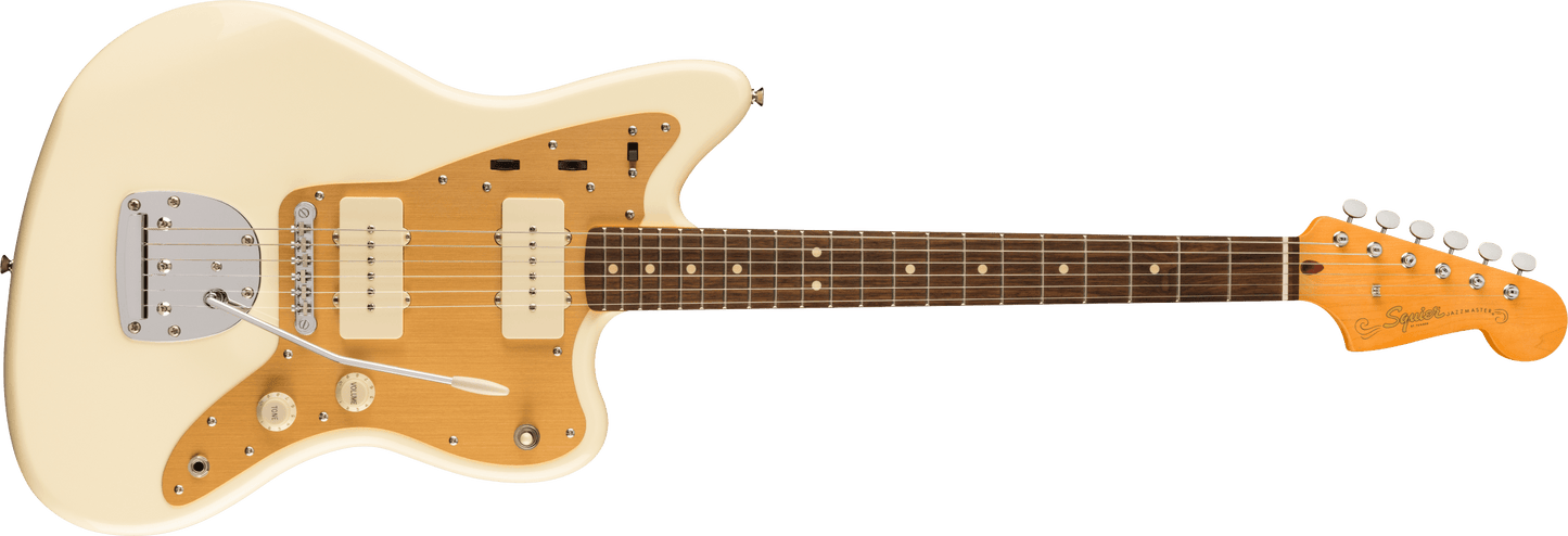 Squier J Mascis Jazzmaster® Laurel Fingerboard Gold Anodized Pickguard  Vintage White