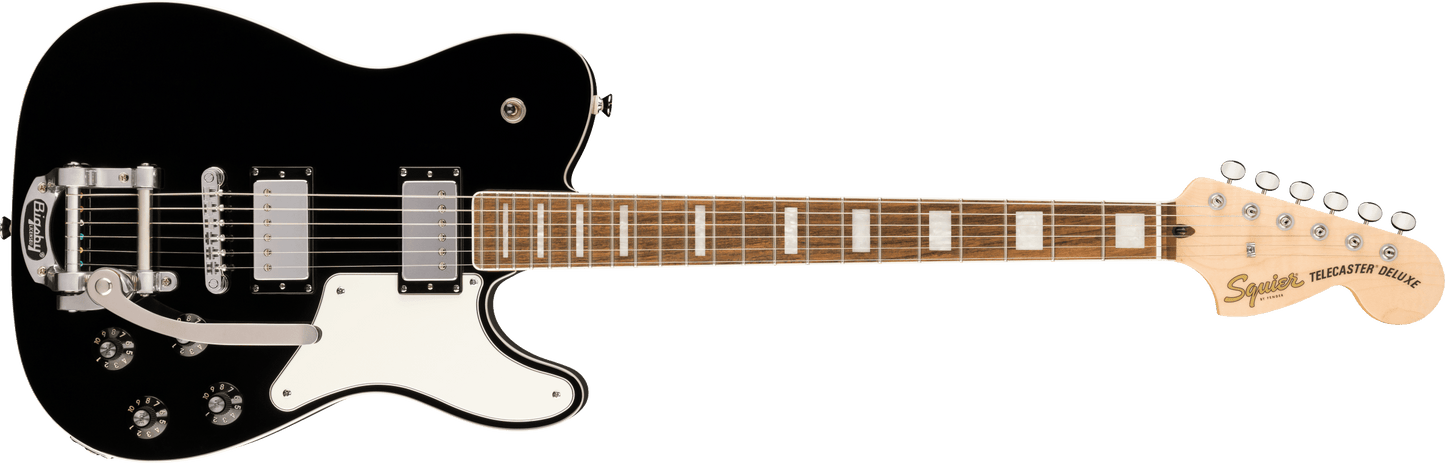 Squier Paranormal Troublemaker Telecaster® Deluxe Bigsby®, Laurel Fingerboard, Parchment Pickguard, Black