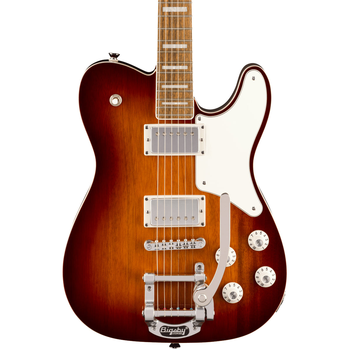 Squier  Paranormal Troublemaker Telecaster® Deluxe Bigsby®, Laurel Fingerboard, Parchment Pickguard, Honey Sunburst
