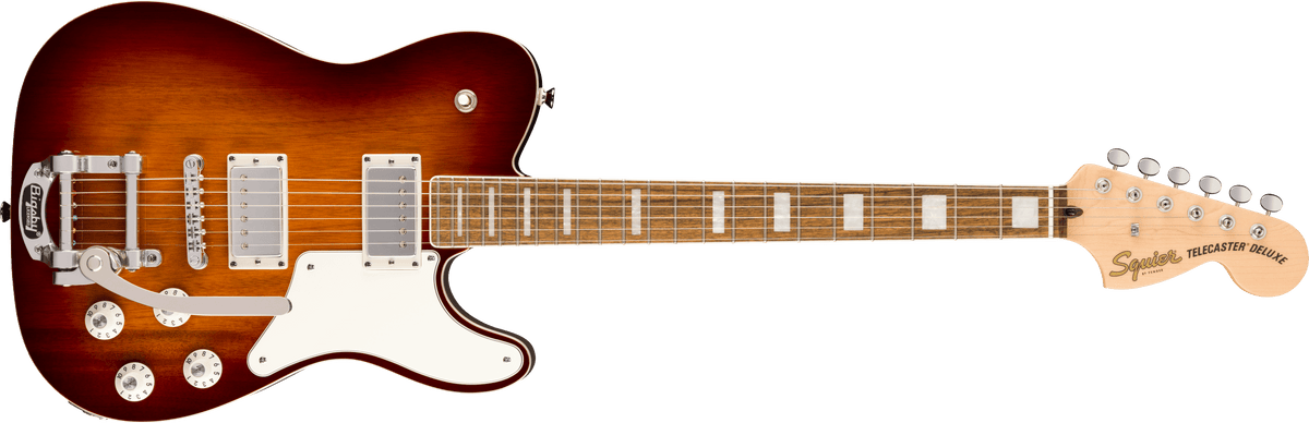 Squier  Paranormal Troublemaker Telecaster® Deluxe Bigsby®, Laurel Fingerboard, Parchment Pickguard, Honey Sunburst