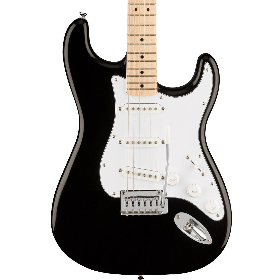 Squier Affinity Series® Stratocaster®, Maple Fingerboard, White Pickguard, Black