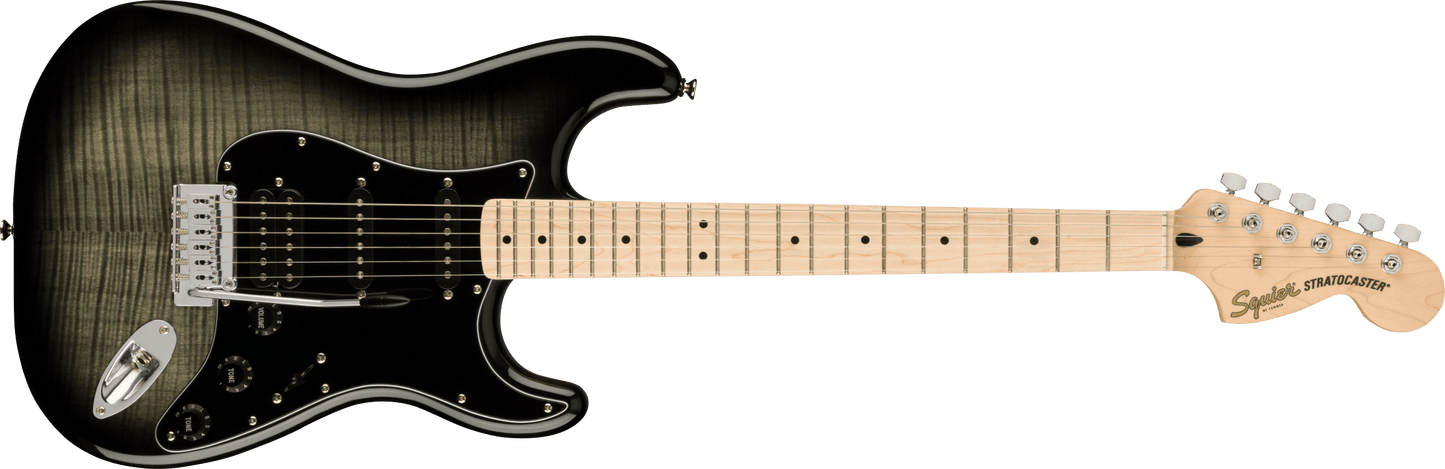 Squier  Affinity Series® Stratocaster® FMT HSS, Maple Fingerboard, Black Pickguard, Black Burst