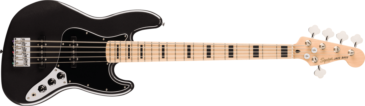 Squier Affinity Series® Active Jazz Bass® V, Maple Fingerboard, Black Pickguard, Black Metallic
