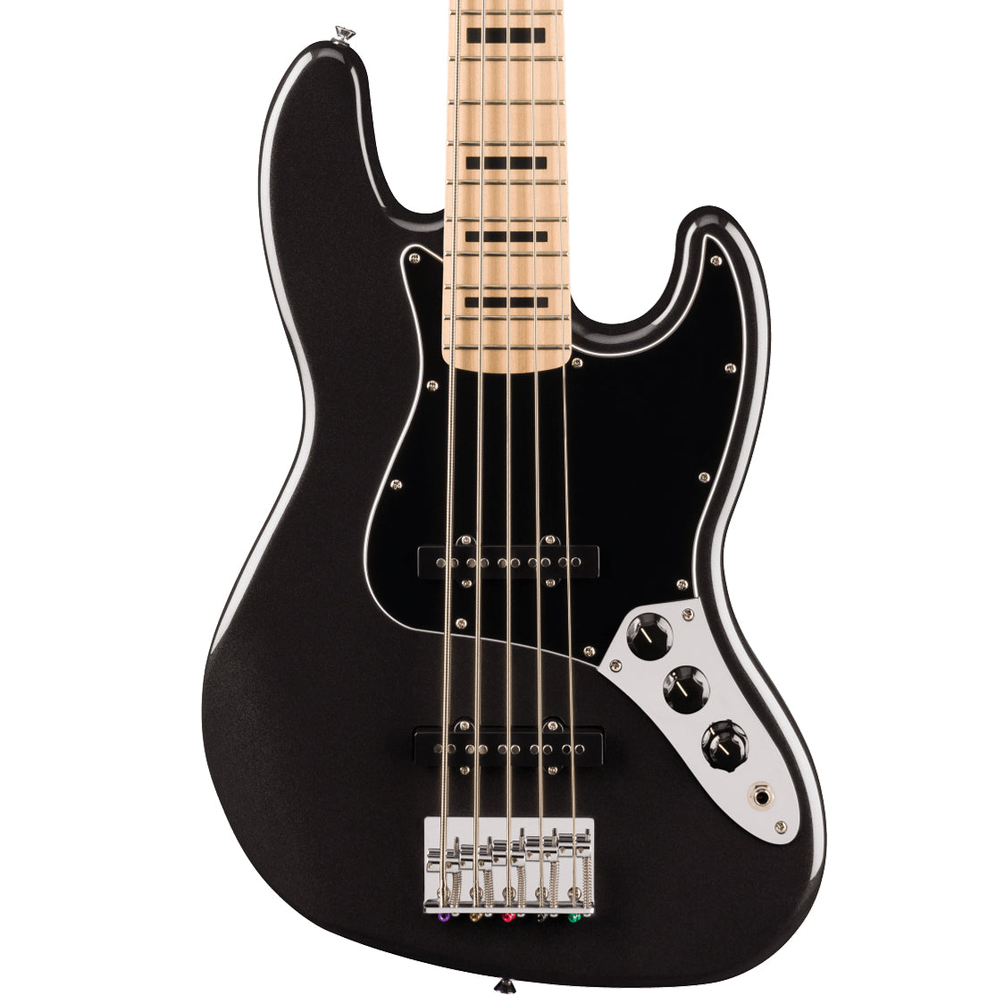 Squier Affinity Series® Active Jazz Bass® V, Maple Fingerboard, Black Pickguard, Black Metallic