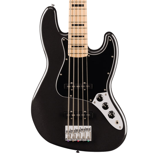 Squier Affinity Series® Active Jazz Bass® V, Maple Fingerboard, Black Pickguard, Black Metallic