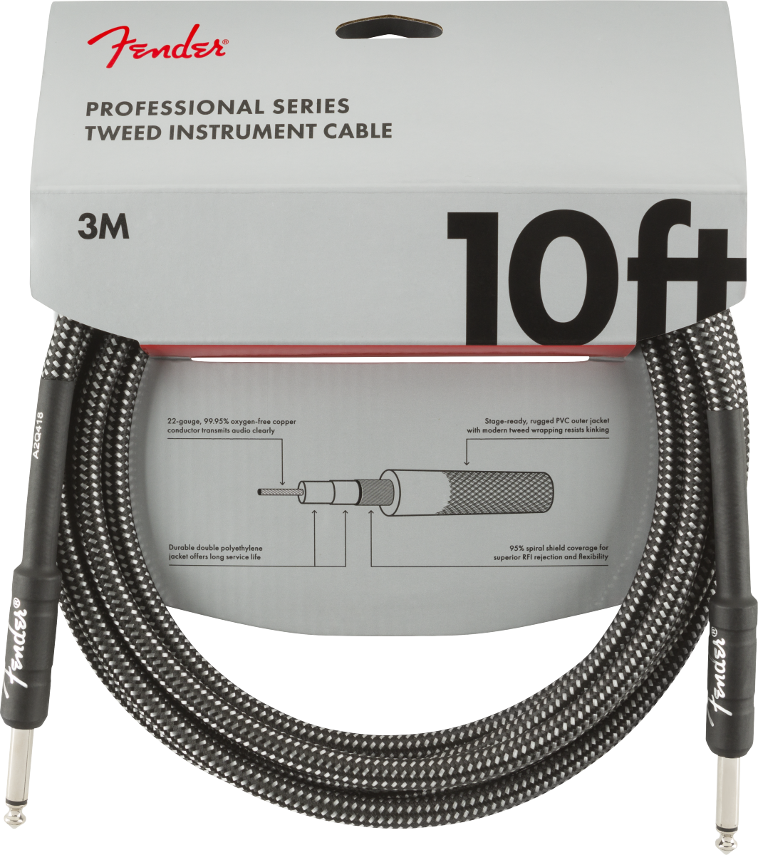 Professional Series Instrument Cables, 10', Gray Tweed