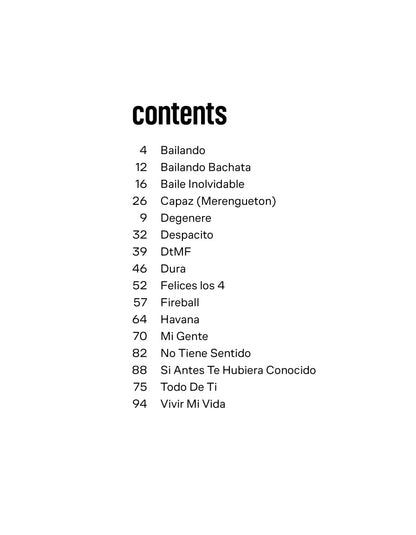 Latin Pop - Sheet Music Essentials - Piano and Lyrics