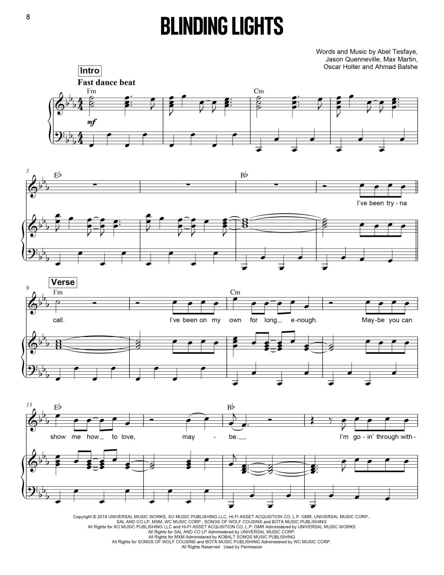 Canadian Pop - Sheet Music Essentials - Piano and Lyrics