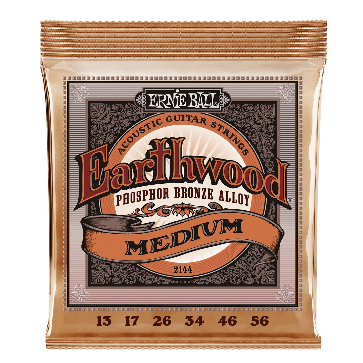 Ernie Ball 2144 Medium Earthwood Phosphor Bronze Acoustic Guitar Strings 13-56 Gauge