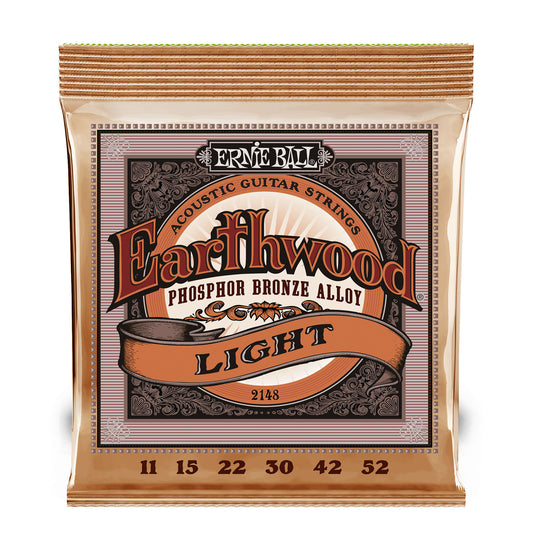 Ernie Ball 2148 Light Earthwood Phosphor Bronze Acoustic Guitar Strings 11-52 Gauge