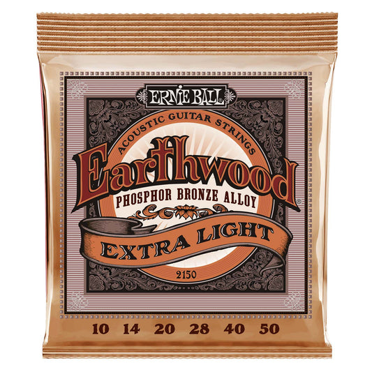 Ernie Ball 2150 Extra Light Earthwood Phosphor Bronze Acoustic Guitar Strings 10-50 Gauge