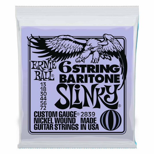 Ernie Ball 2839 Slinky 6-String w/ small ball end Baritone Guitar Strings 13-72 Gauge