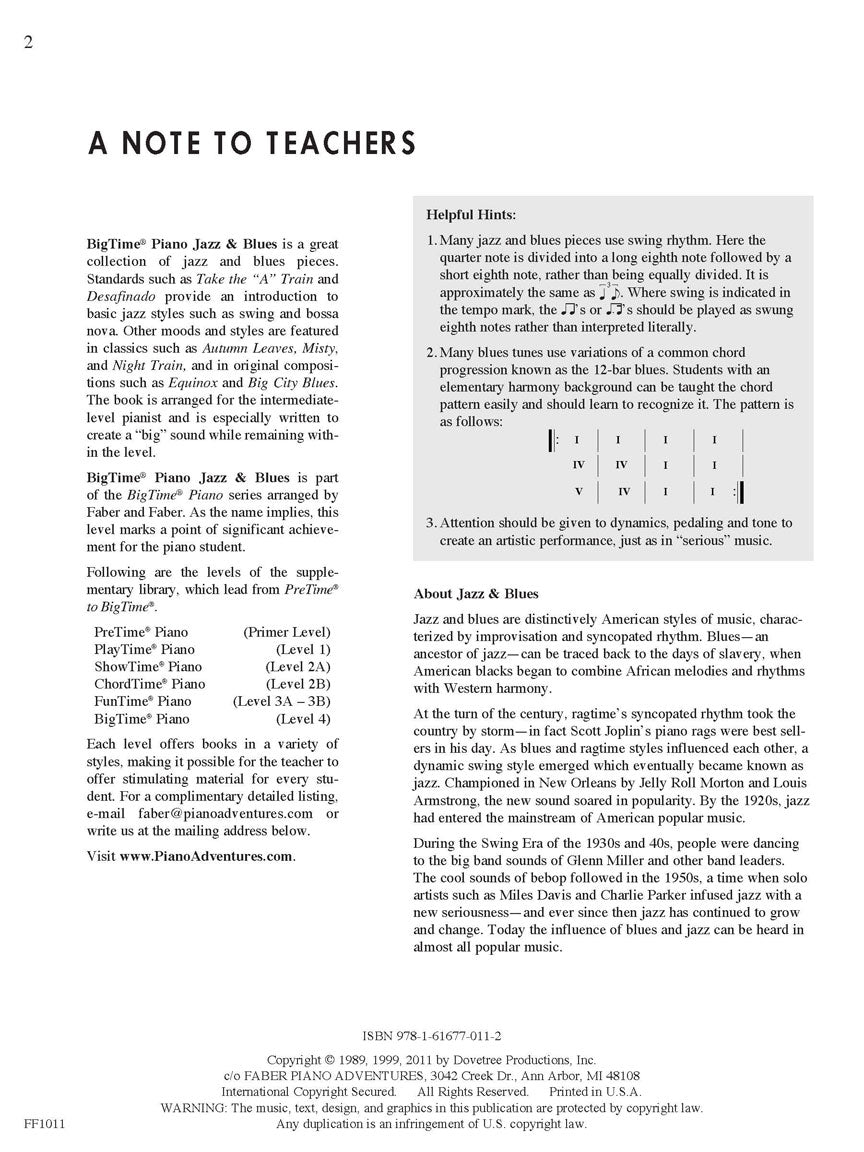 Faber Piano Adventures - BigTime® Piano Jazz & Blues - Level 4
