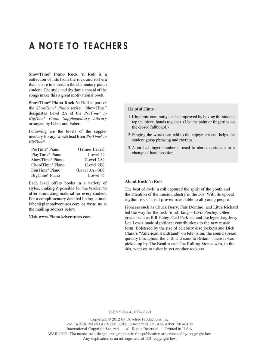 Faber Piano Adventures - ShowTime® Piano Rock 'N Roll - Level 2A