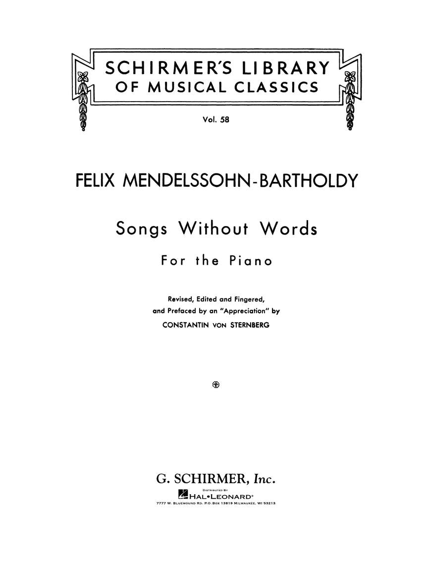 Mendelssohn: Songs Without Words - G. Schirmer