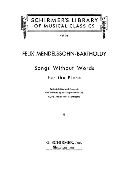 Mendelssohn: Songs Without Words - G. Schirmer