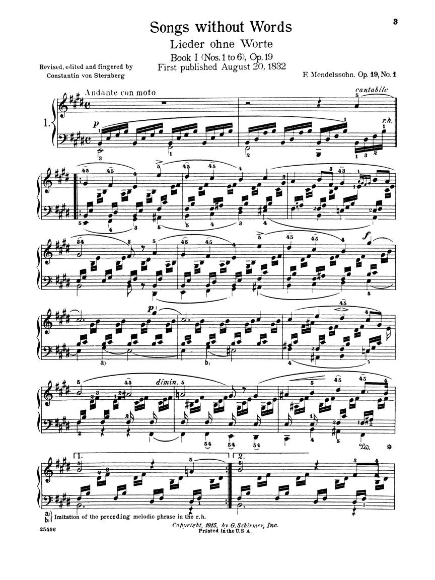 Mendelssohn: Songs Without Words - G. Schirmer