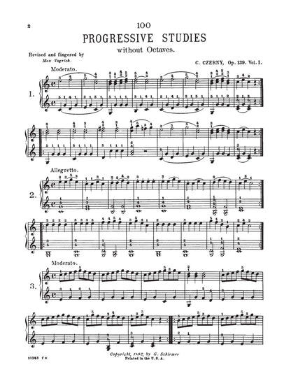 Czerny - 100 Progressive Studies without Octaves, Op. 139 - Schirmer
