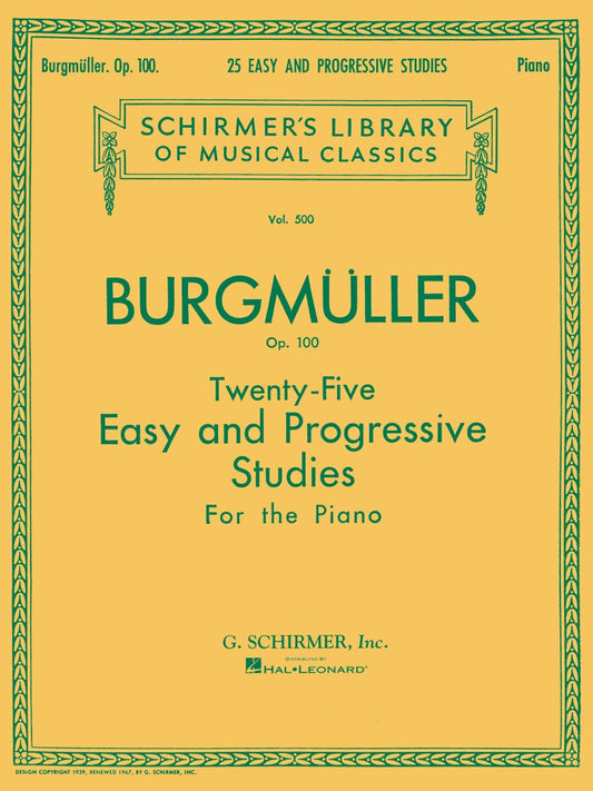 Burgmuller - Twenty-Five Easy and Progressive Studies for the Piano, Op. 100 - Schirmer