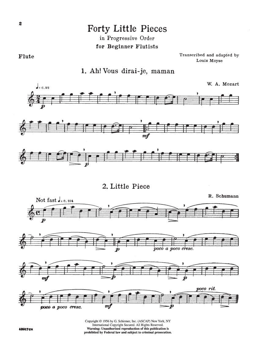 Moyse - Forty Little Pieces in Progressive Order - G Schirmer