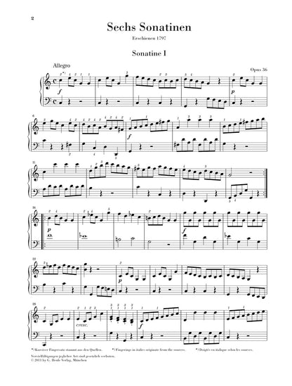 Clementi: 6 Sonatinas, Op. 36 for Piano - Henle Urtext