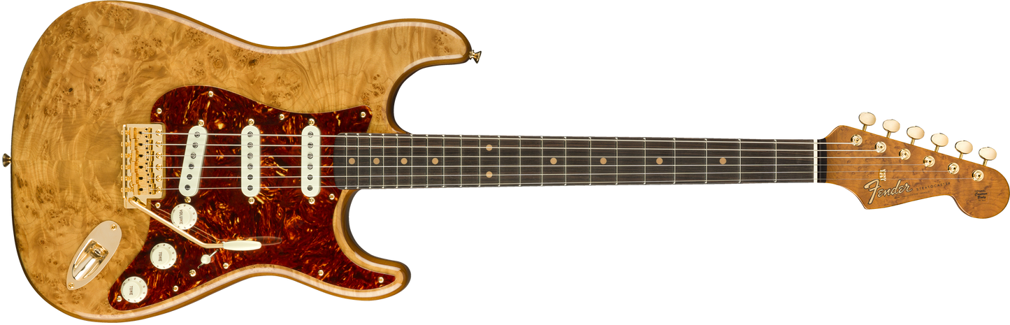 PRE-ORDER Fender American Artisan Maple Burl Stratocaster, Ebony Madagascar Fingerboard, Aged Natural