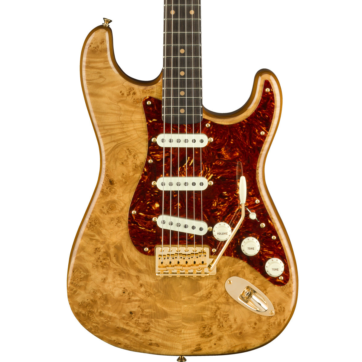 PRE-ORDER Fender American Artisan Maple Burl Stratocaster, Ebony Madagascar Fingerboard, Aged Natural