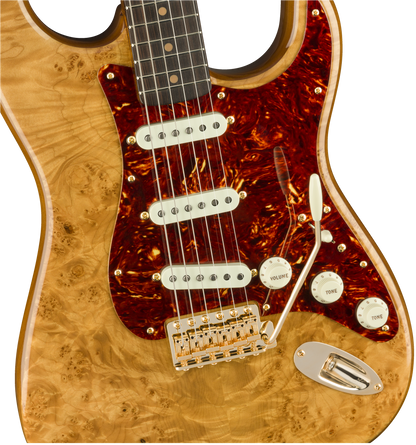 PRE-ORDER Fender American Artisan Maple Burl Stratocaster, Ebony Madagascar Fingerboard, Aged Natural