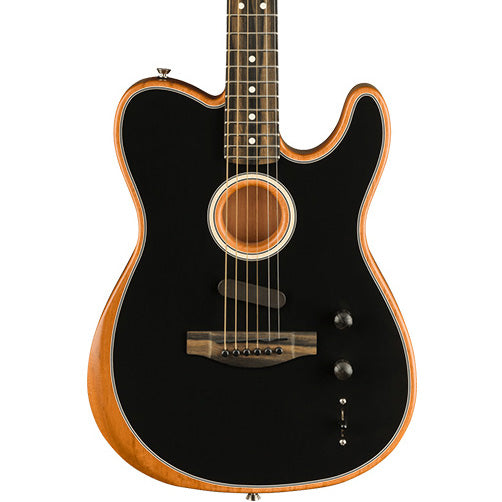 Fender American Acoustasonic Telecaster, Ebony Fingerboard, Black, Acoustic Guitar