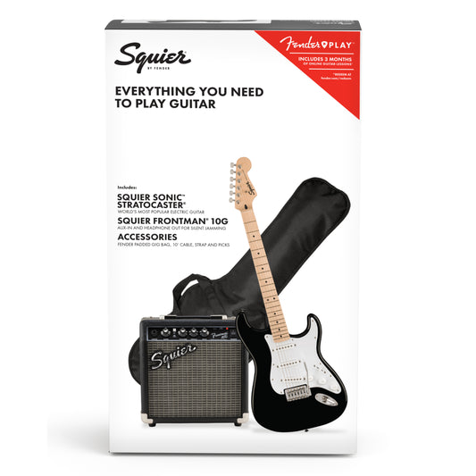 Squier Sonic Stratocaster Pack, Maple Fingerboard, Black, LOCAL PICKUP OR DELIVERY ONLY