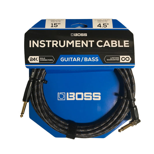 Boss BIC-15A  Instrument Cable 15' 1/4" to Angle 1/4"