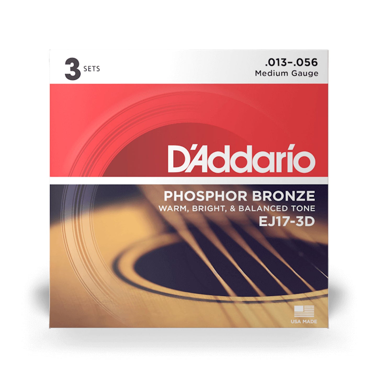 Daddario EJ17-3D, Medium Acoustic Guitar Strings 3-Pack