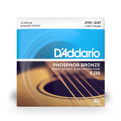 Daddario EJ38, Light 12-String Acoustic Guitar Strings