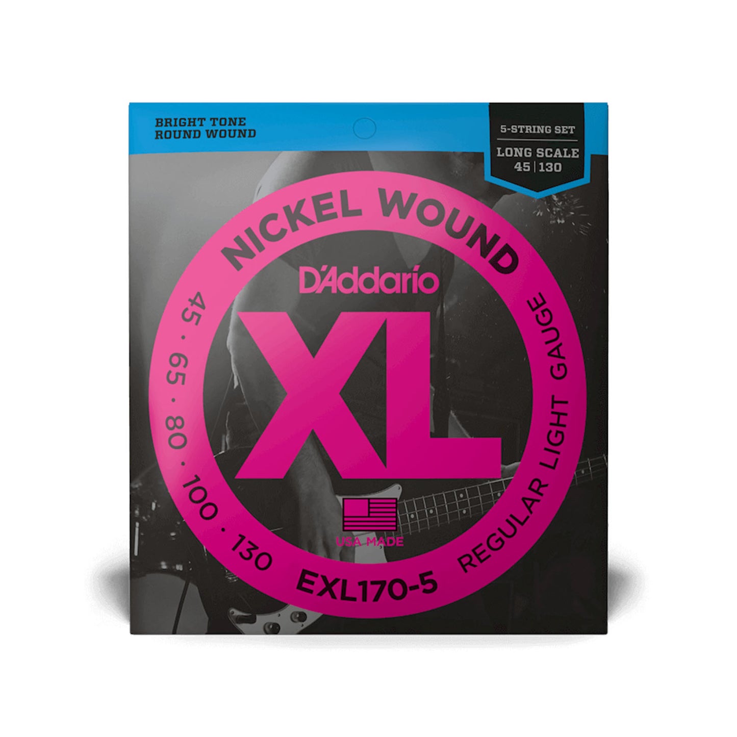 Daddario EXL170-5, Regular Light Long Scale 5-String Bass Strings