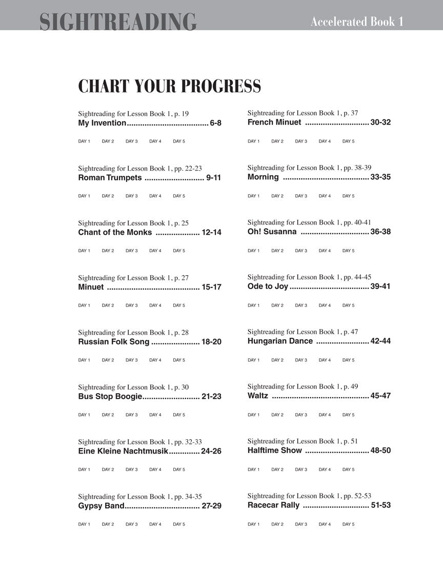 Accelerated Piano Adventures for the Older Beginner – Sightreading, Book 1