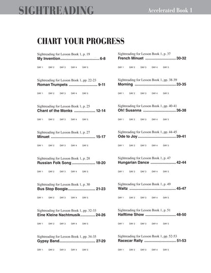 Accelerated Piano Adventures for the Older Beginner – Sightreading, Book 1