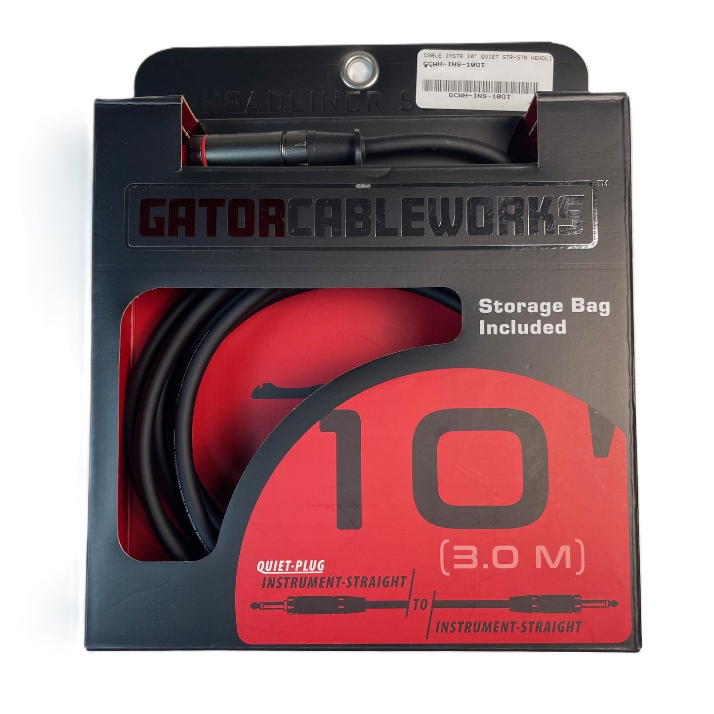 Gator Headliner Series 10" 1/4" to 1/4" Quiet Instrument Cable