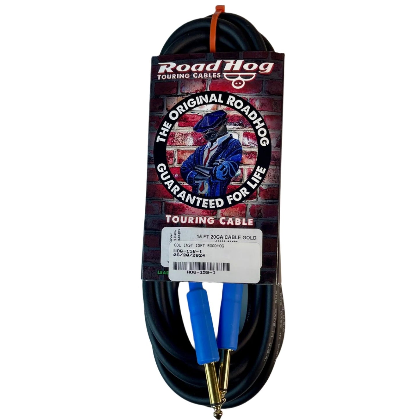 RoadHog 15' Instrument Cable 1/4" to 1/4" Touring Cable