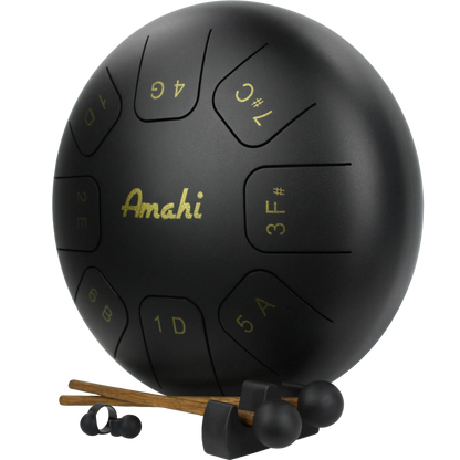 Amahi Black Steel Tongue Drum, 10″