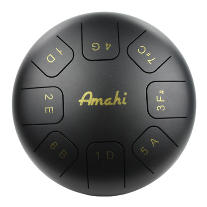 Amahi Black Steel Tongue Drum, 10″