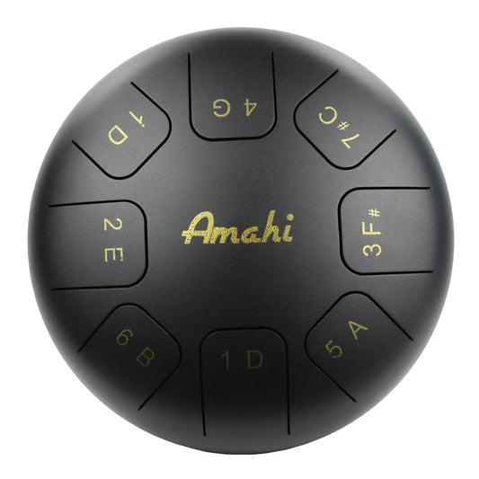 Amahi Black Steel Tongue Drum, 10″