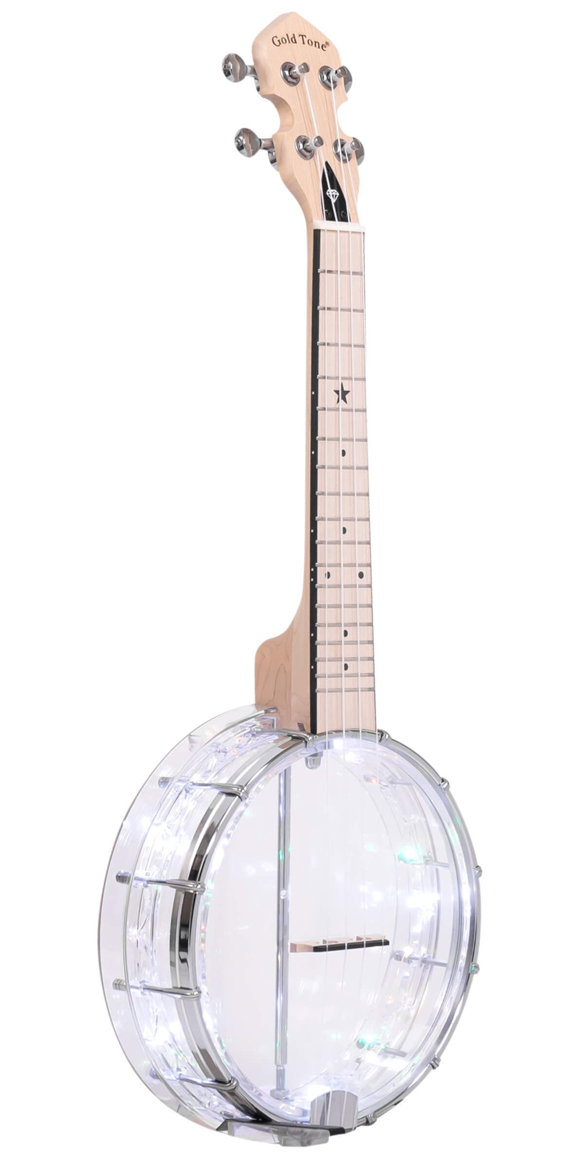 Gold Tone Light-Up Little Gem, See-Through Banjo-Uke, Diamond