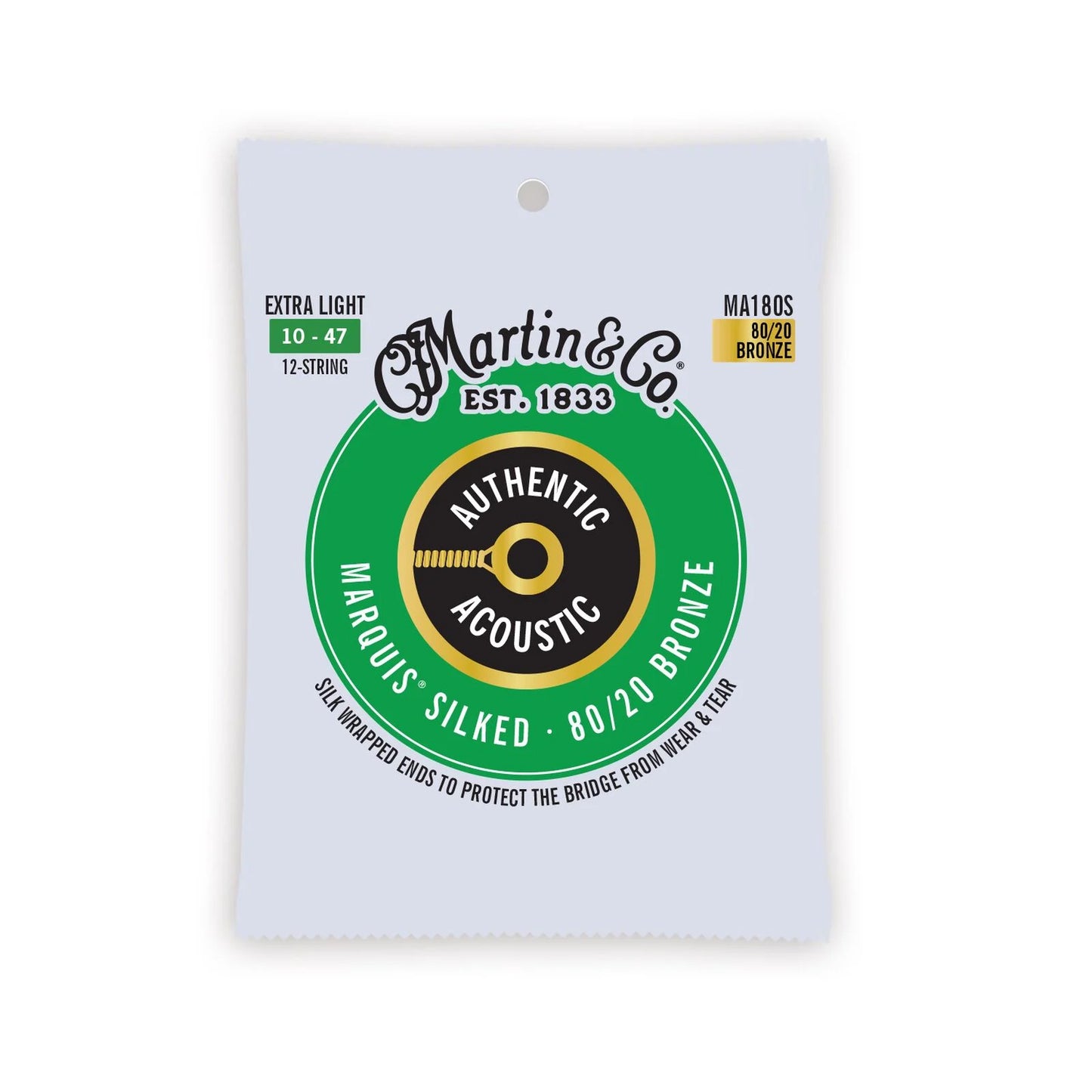 Martin M180S Authentic Acoustic Marquis® Silked Guitar Strings 80/20 Bronze, 10-47