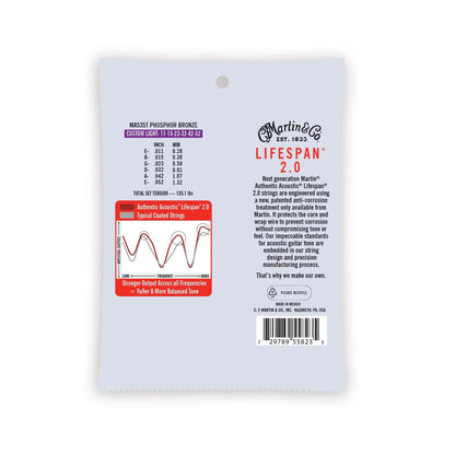 Martin MA540T Authentic Acoustic Lifespan® 2.0 Guitar Strings Phosphor Bronze