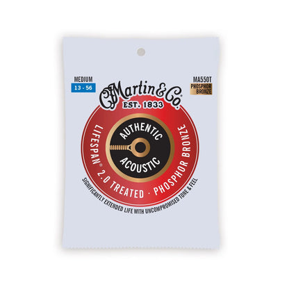 Martin MA550T Authentic Acoustic Lifespan® 2.0 Guitar Strings Phosphor Bronze, 13-56